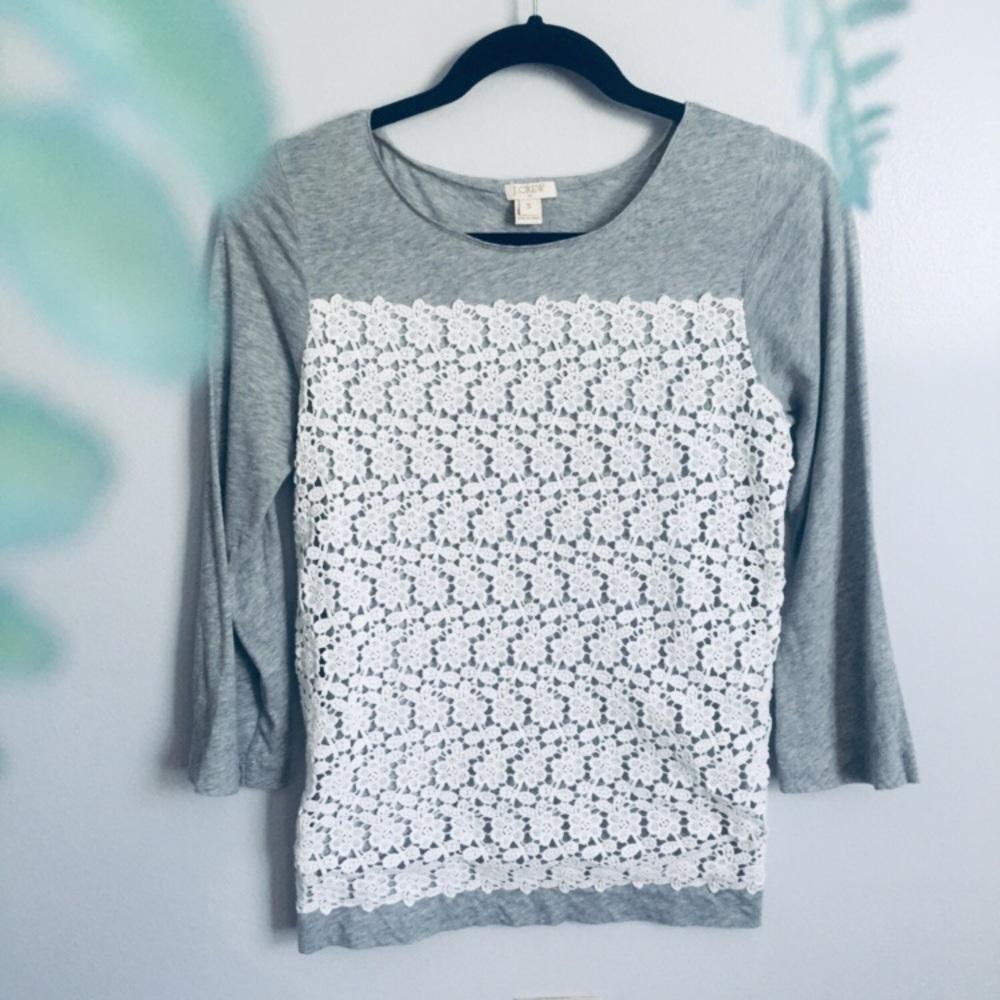 💝J. Crew Lace Gray Top